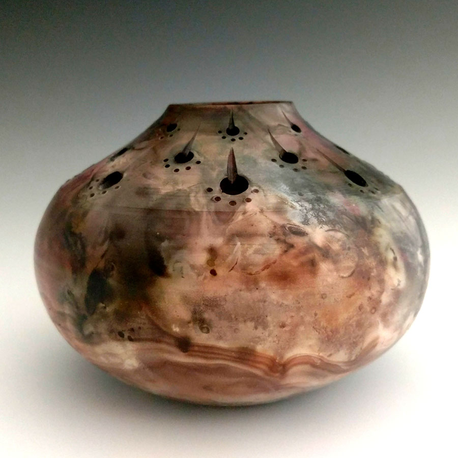 Pit Fired Pot W Pierced Pattern 1 Spectrum Gallery