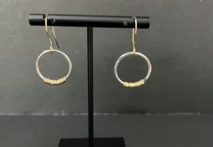 Black Suede and Gold Metal CC Square Earrings, 1992